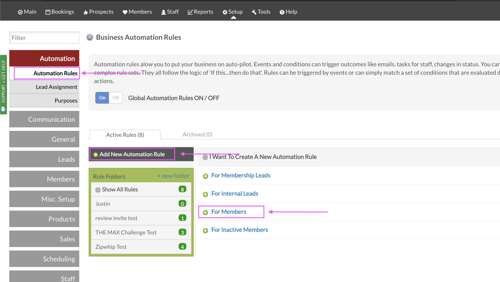 New automation rule for members